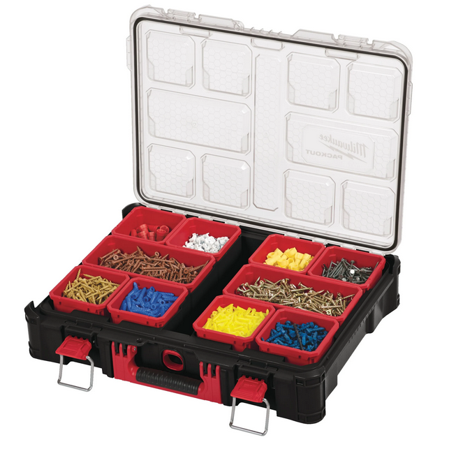 MILWAUKEE - Cassetta Porta Minuterie PACKOUT™ Organiser 4932464082 | IP65 | 10 Scomparti | Sistema Modulare