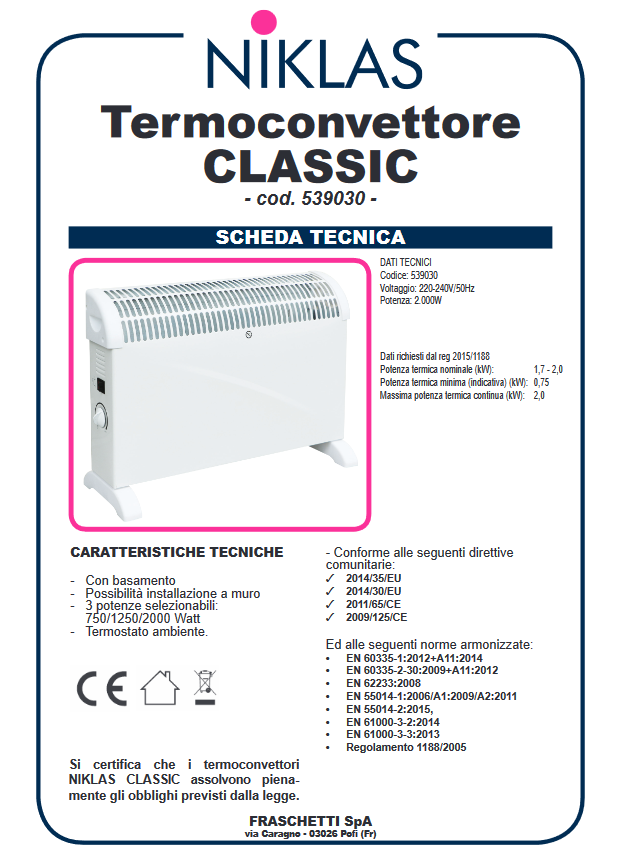 Convecteur Classic 2000W - Niklas