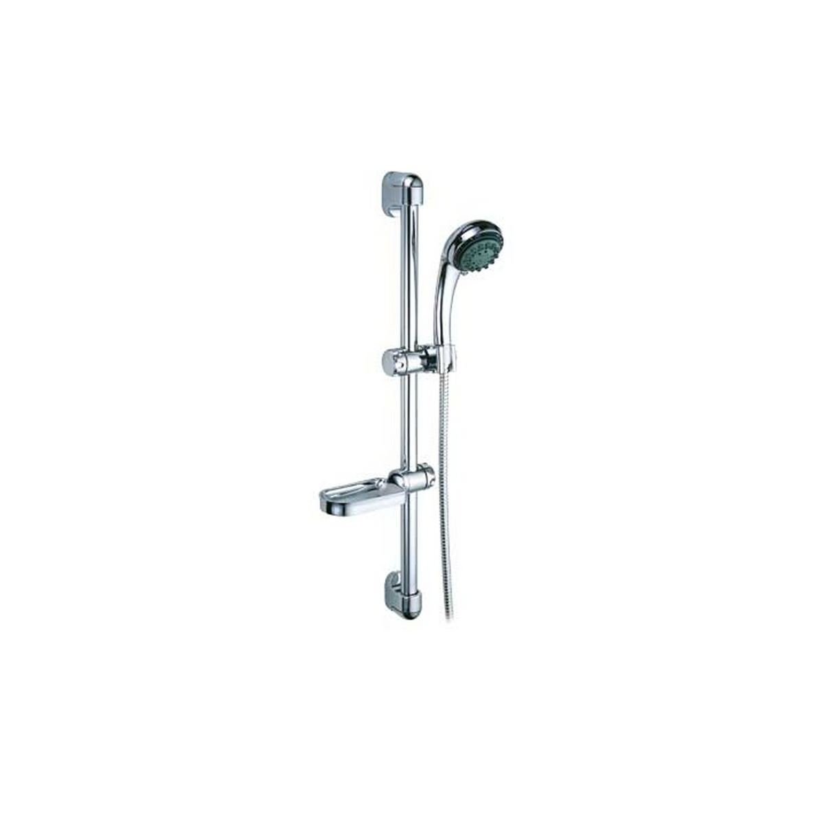 Chrome shower rail with 8-function shower