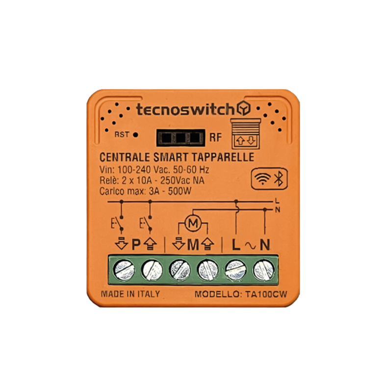 TECNO SWITCH - Centrale Smart Tapparelle TA100CW | Wi-Fi + Bluetooth | 230V | 2 Canali | 500W | App