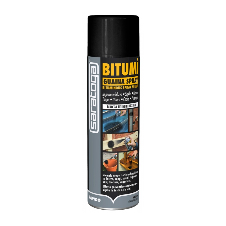 BITUMÌ SARATOGA Spritzabdichtung 500ml – Schneller Schutz für Dächer, Terrassen und Wände