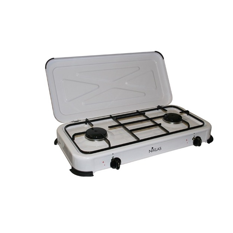 2-Burner Gas Stove in White Porcelain Steel