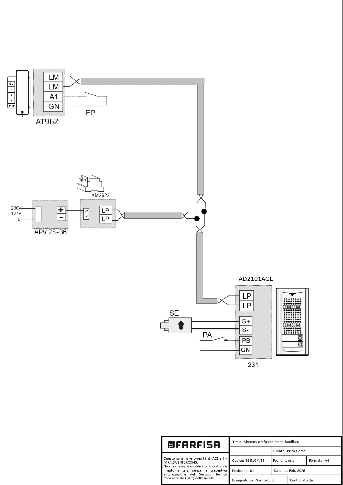 Farfisa 2-Wire Expandable DUO Intercom Kit with External Unit, Exhito Intercom, XM2922 Driver and Power Supply