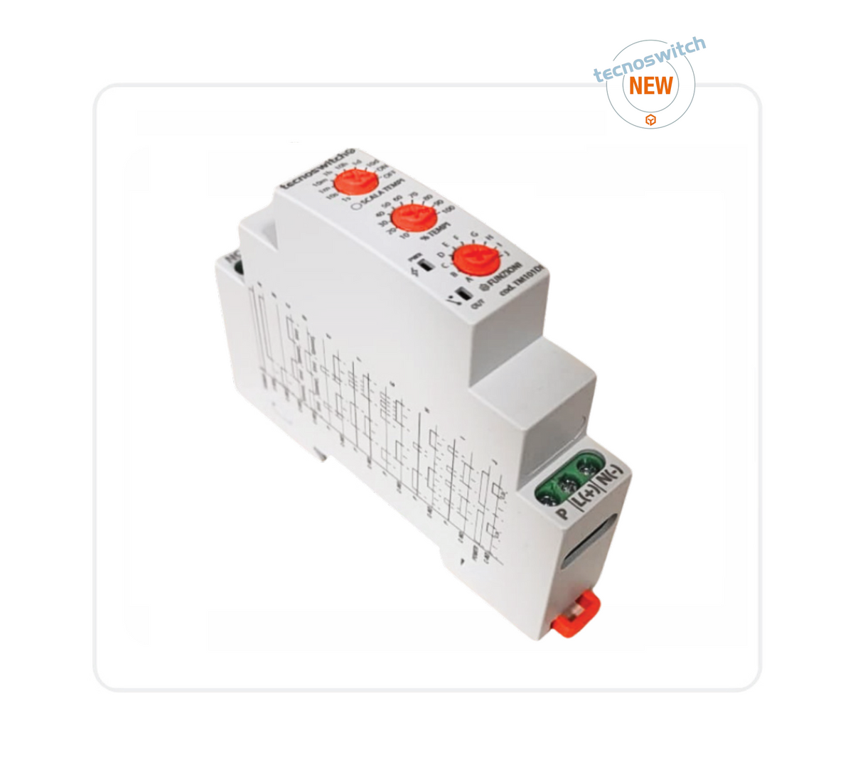 TECNOSWITCH - Temporizzatore Luci Scale Multi Funzione TM101DI | 12/240V AC/DC | 10 Modalità | Guida DIN