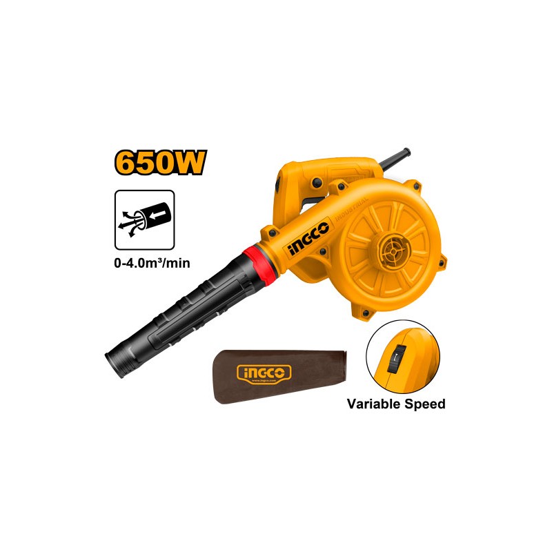 INGCO - Laubsauger/-bläser AB6038 650W | 0-16000 U/min | 4,0 m³/min | Variable Geschwindigkeit | 2m Kabel