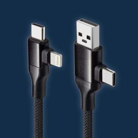 EUROMARKETING - Cavo Magnetico 4in1 IGZ303 | USB-A USB-C Lightning | 3A 60W | 48Mbps | 1 Metro | Anti-Groviglio