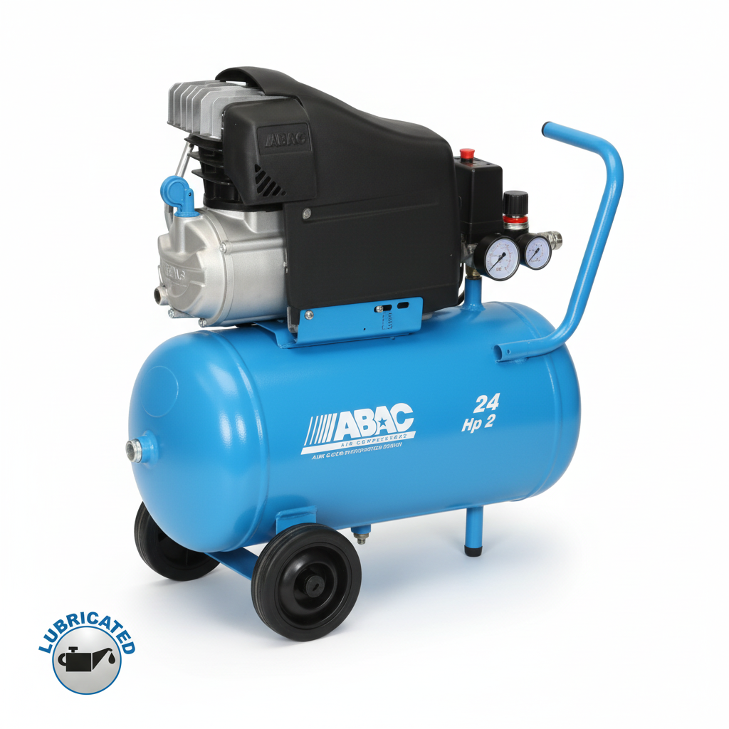 Compressore ABAC Pole Position L20 24L HP2 sfondo bianco professionale
