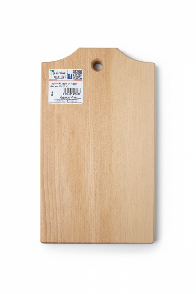 Desidiae Manici tagliere 29x17 arco faggio retro barcode sfondo bianco