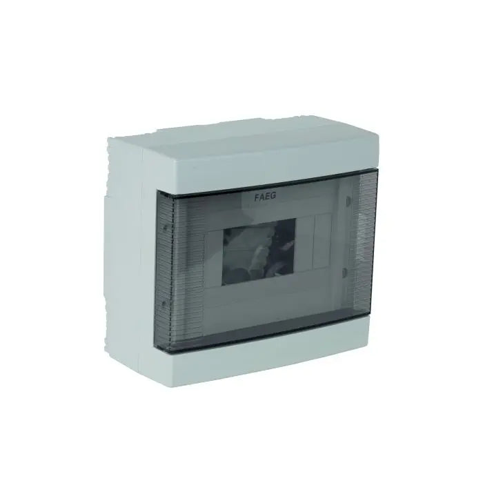 FAEG - Centralino da Parete FG14408 | 8 Moduli DIN | IP40 | 210x180x100mm | Portello Fumè | RAL 7035