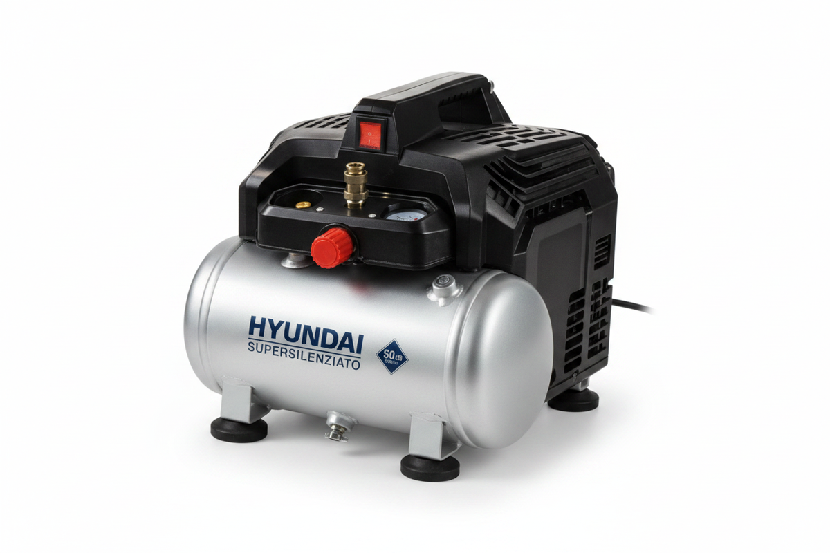 HYUNDAI Compressore POCKET 65715 - Oil-free Supersilenziato 1hp 6L