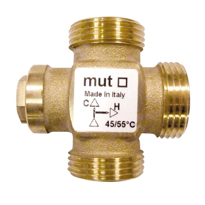 MUT - Vanne Déviatrice Thermostatique VTD25E | 3 Voies | Solaire Thermique | 45-55°C | Filetage G1