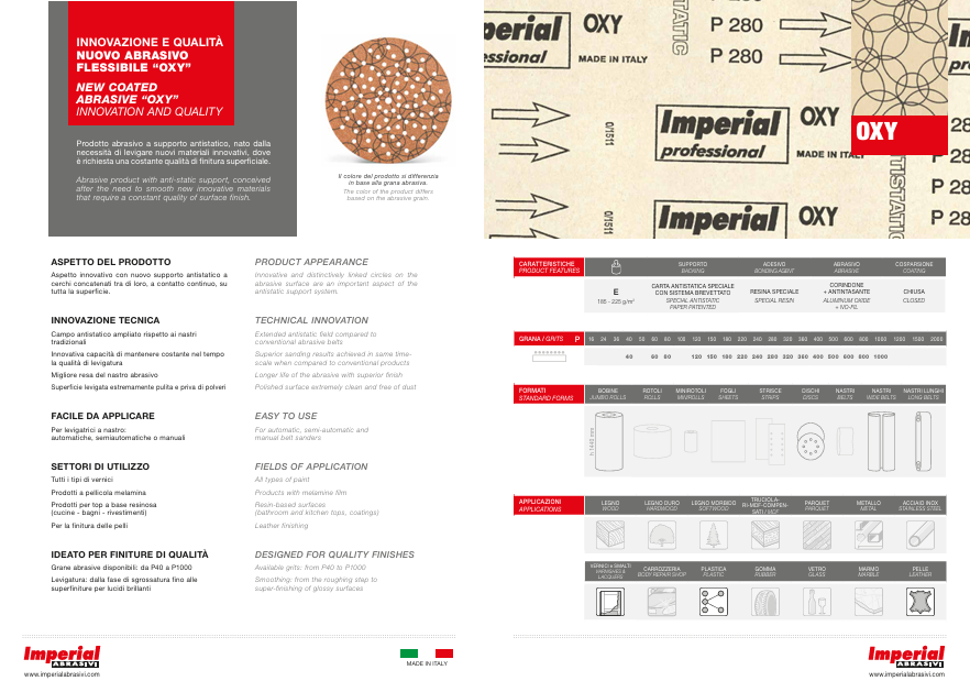 IMPERIAL - Disco Abrasivo Velcrato Ferrite OXYVF91 | 225mm | Corindone + Antintasante | Levigatrice Murale