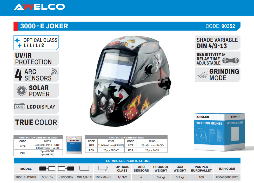 3000-E JOKER Auto-Darkening Welding Helmet