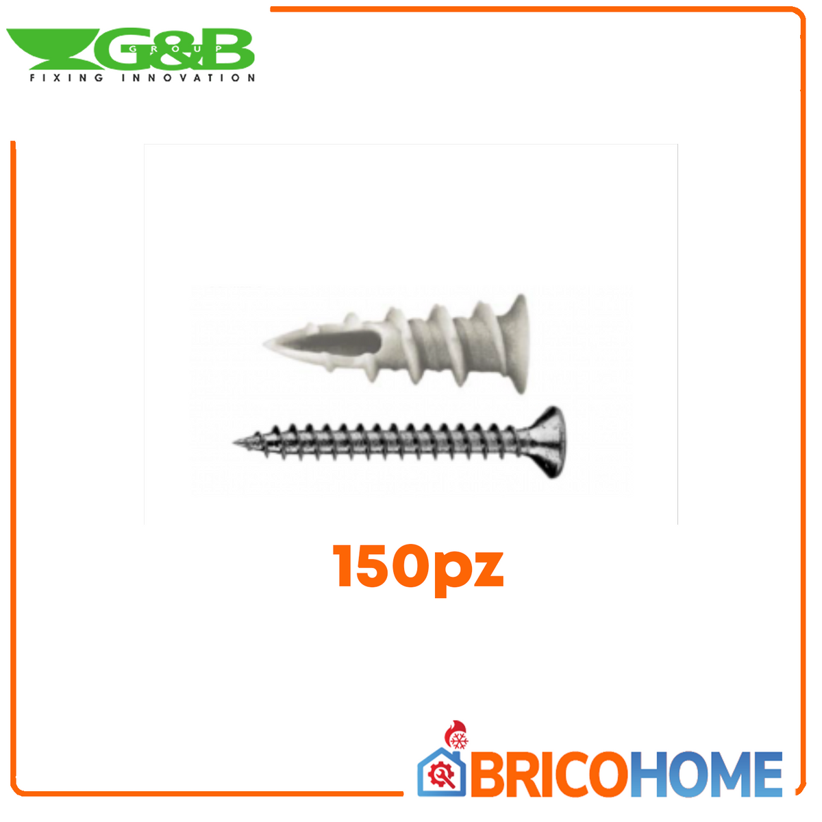 Self-drilling nylon plugs for plasterboard walls 16x38 complete with screws, pack of 150 pieces
