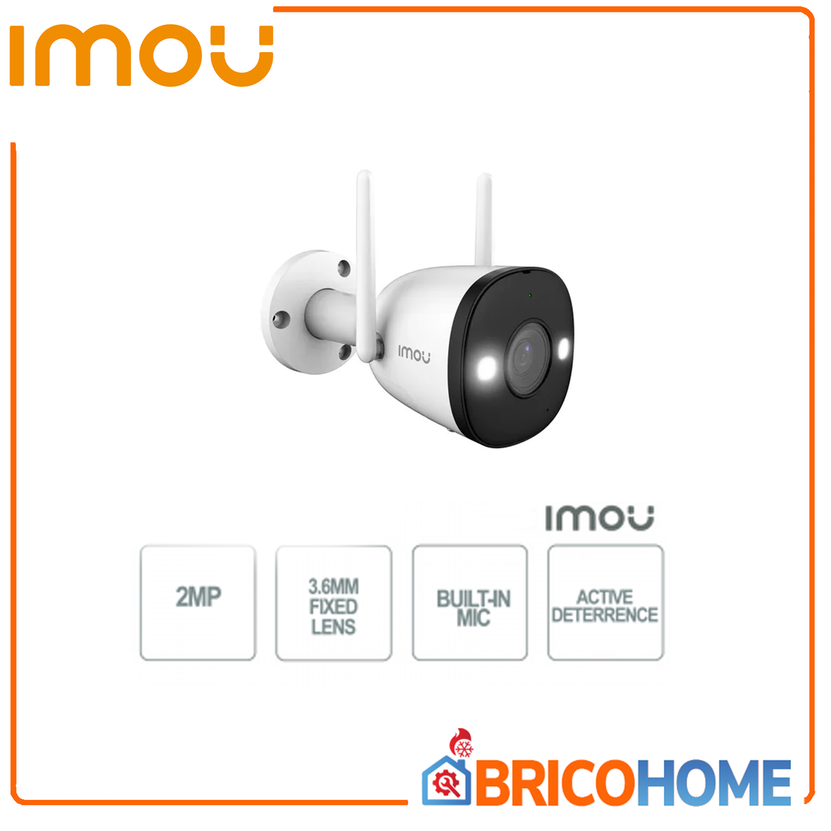 IMOU - Telecamera Bullet IP WiFi 2MP Full HD IPC-F22FP | 3.6mm | Full-Color Night | IP67 | Rilevamento Umano