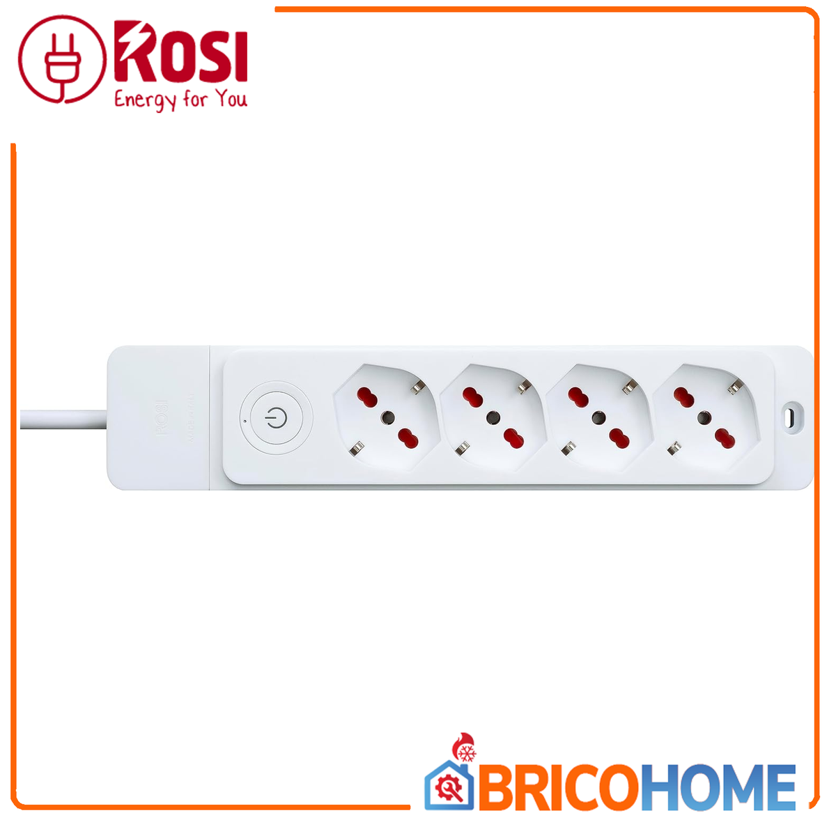 ROSI - Multipresa Emilia Specialist RS8422B | 4 Prese Schuko 10/16A | Interruttore | Cavo 1,5m | Made in Italy
