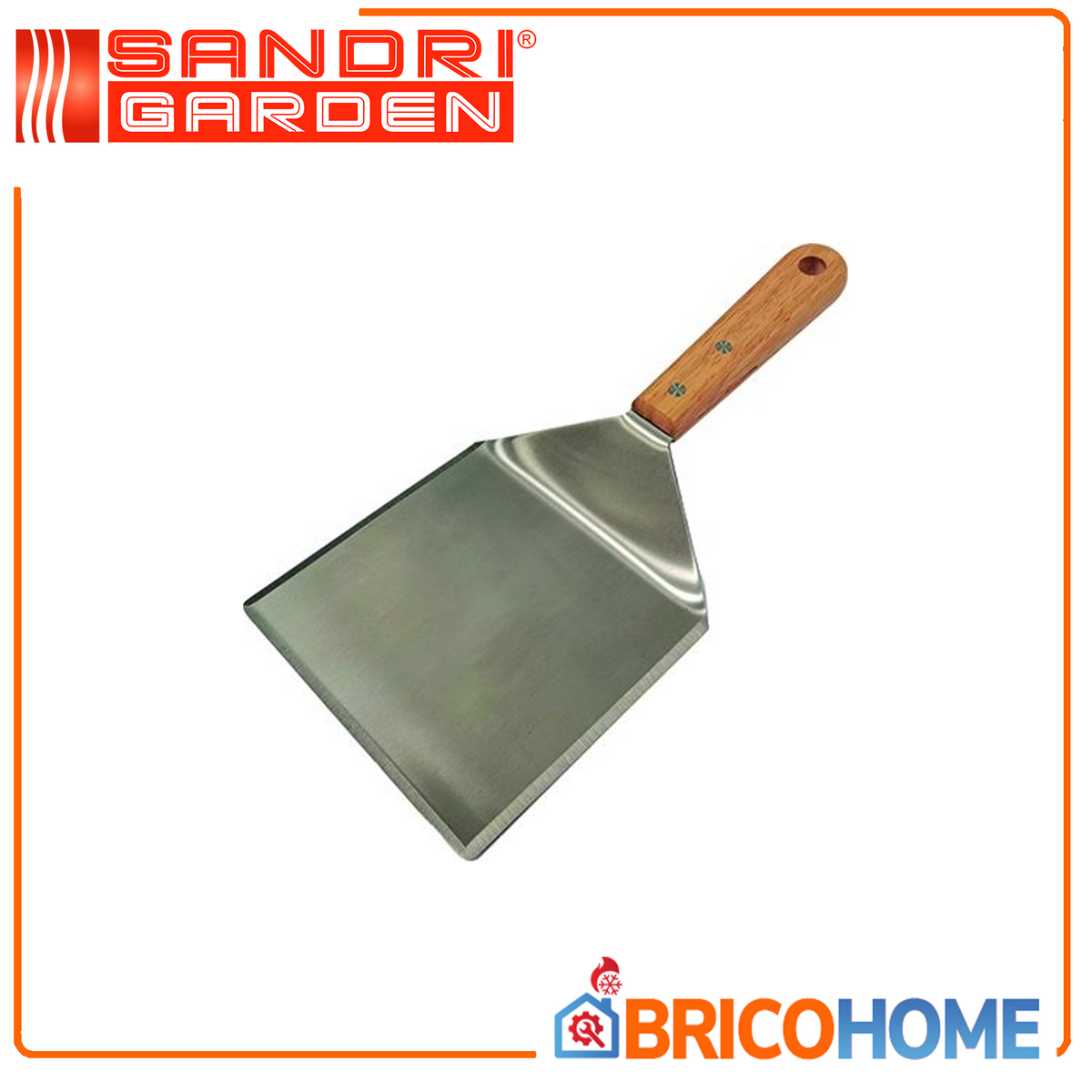 SANDRIGARDEN - Spatola per Barbecue in Acciaio Inox 78929-03 | Manico Legno | 29 x 14 cm | Hamburger