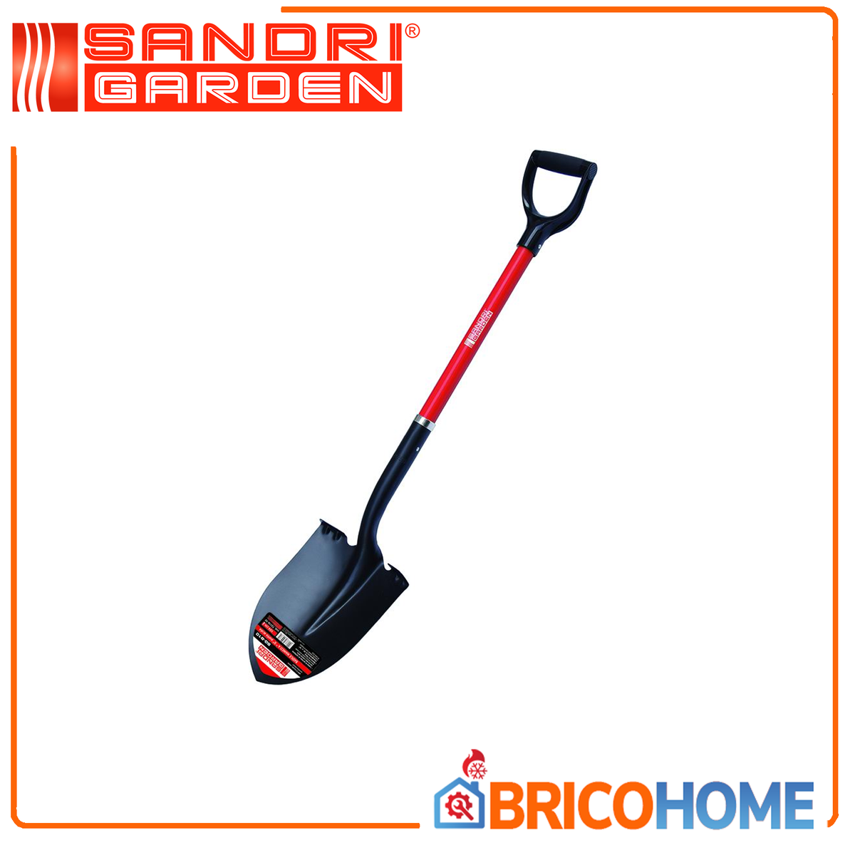 SandriGarden - Badile a Punta Acuta SG-B10A 72110-10 | Manico Fibra di Vetro 104cm | Acciaio Carbonio | Impugnatura D PP