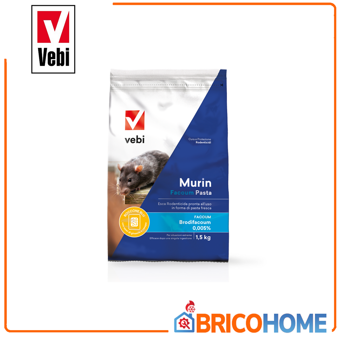 VEBI - Murin Facoum Pasta | Rodentizidköder frische Pastenköder | Box 3 x 500g | Brodifacoum 0,005% | PT14