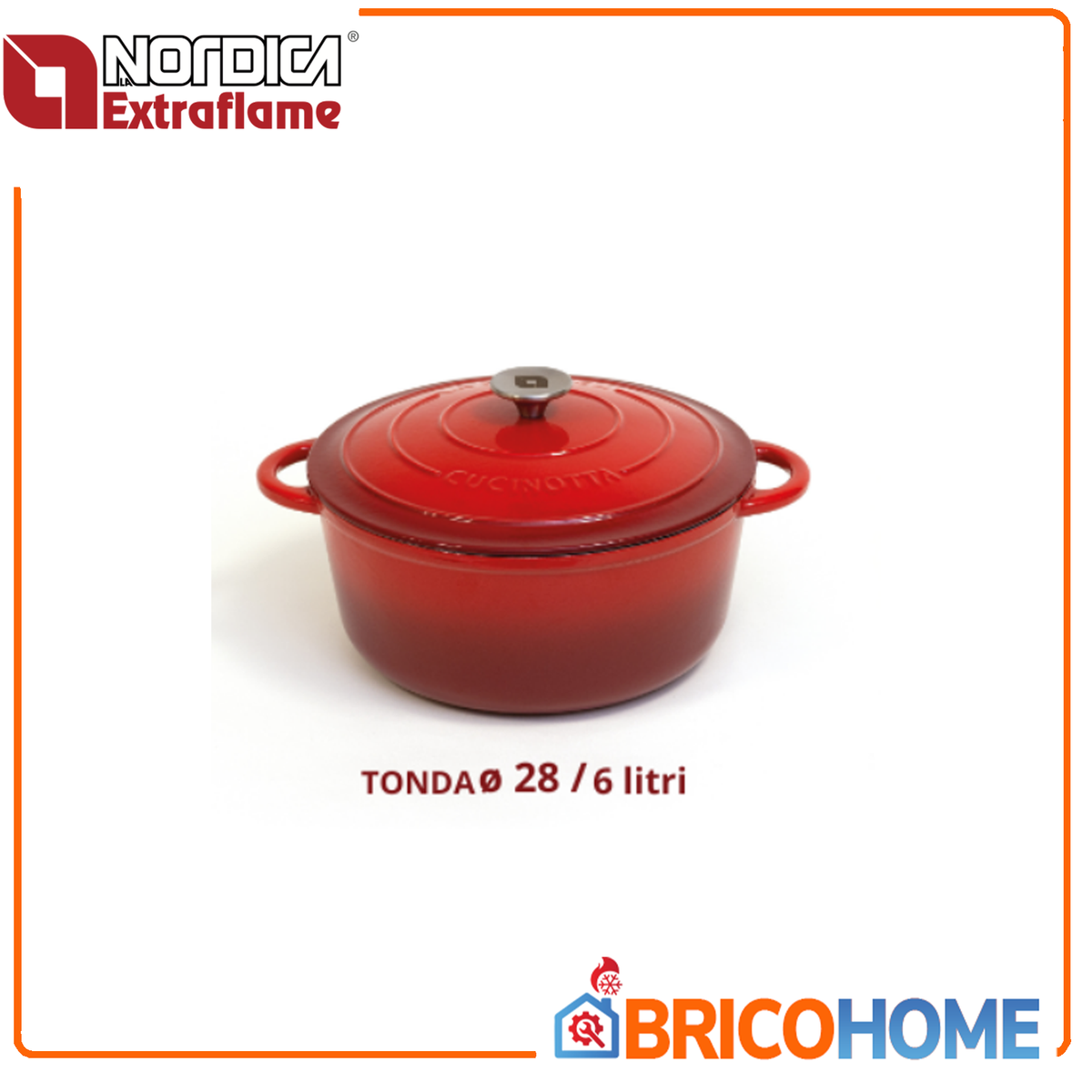 Runde gusseiserne Cocotte-Kasserolle mit Deckel, 28 cm, 6 Liter - Cucinotta La Nordica