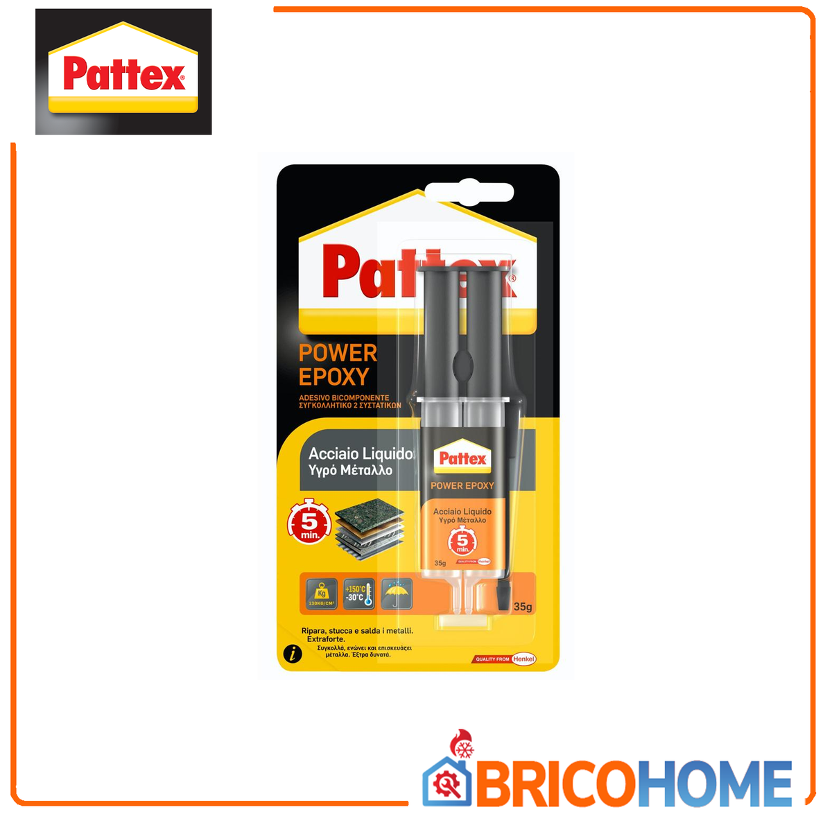 Liquid Steel Power Epoxy two-component epoxy glue 35g syringe - PATTEX