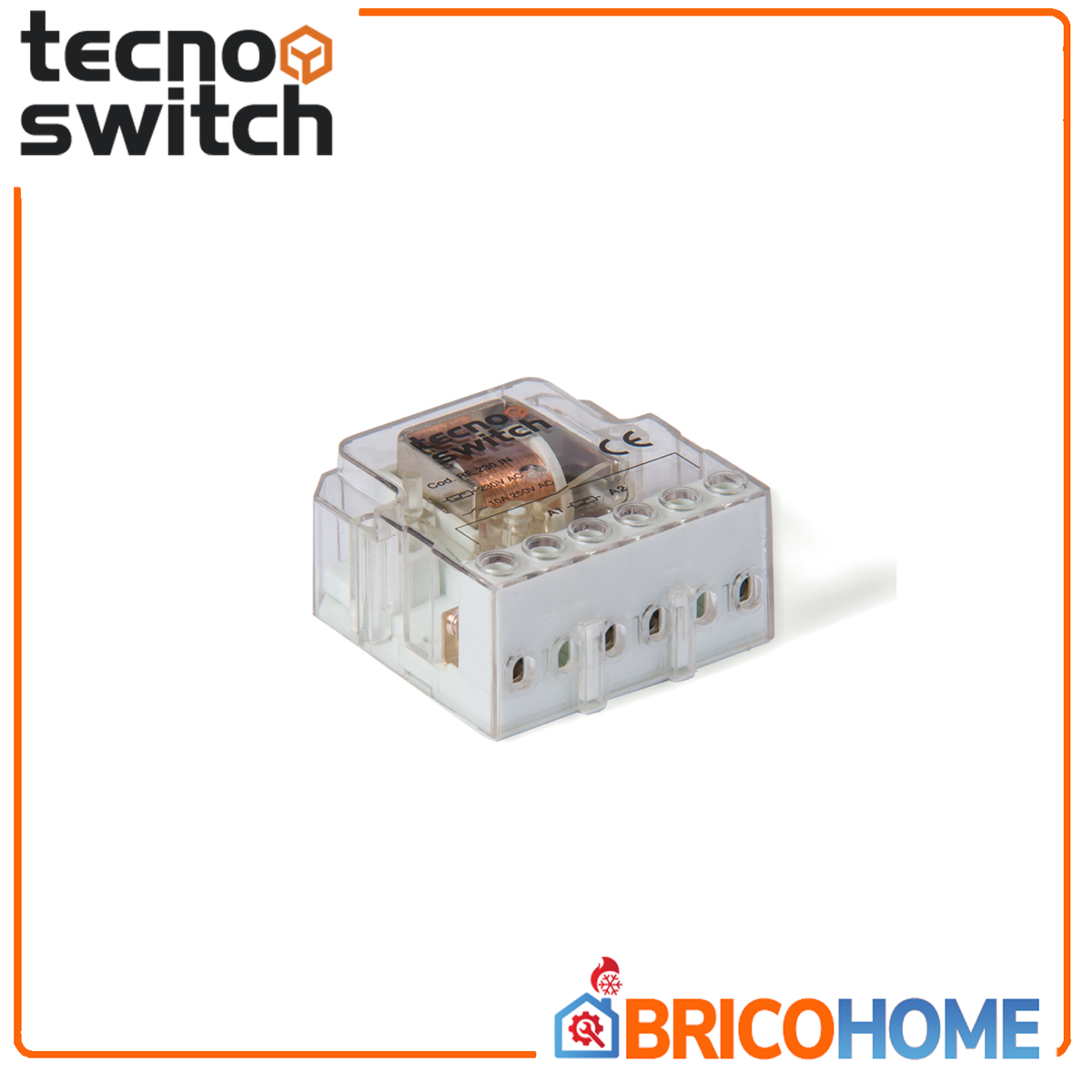 TECNO SWITCH - Relè Meccanico ad Impulsi Commutato RE230CO | 2 Contatti | 230V 50-60Hz | 10A 250Vac