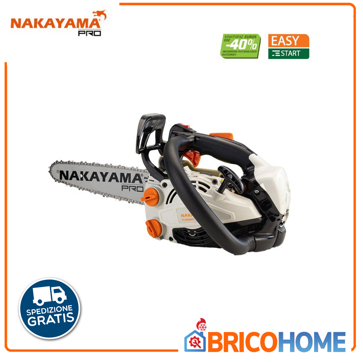 NAKAYAMA Pro - Motosega da Pota a Scoppio PC2525 | 25cc 1,4HP | Barra 25cm | Catena 1/4'' x 1,1mm | 2,5Kg | Freno Catena