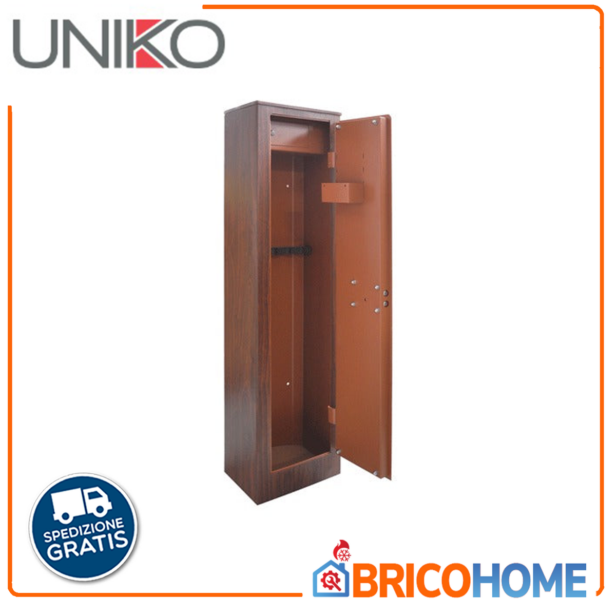 Armoire porte-fusils finition bois 8 places avec coffre KW-8T