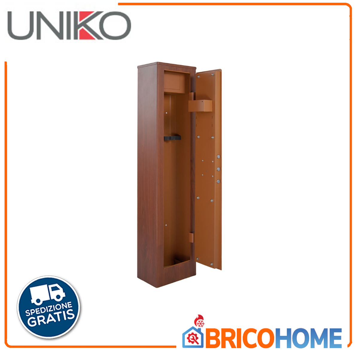 UNIKO - Armadio Portafucili KW-5T | 5 Posti | Finitura Legno | Tesoretto | Lamiera 3mm | Doppia Mappa