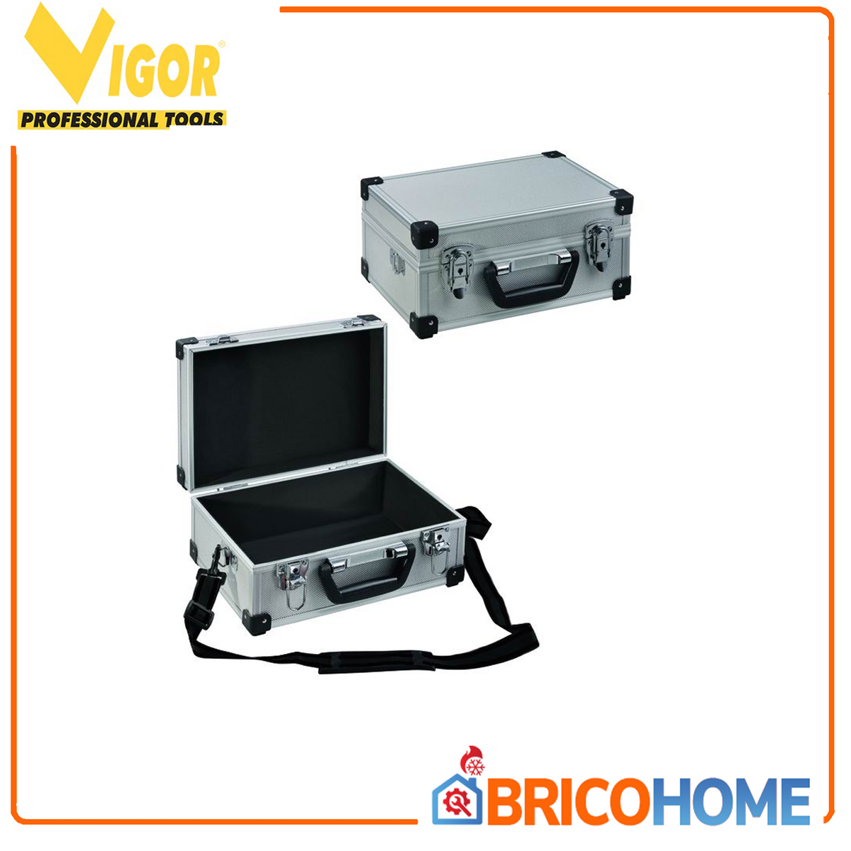 VIGOR - Valigetta Portautensili in Alluminio Junior 40545-03 | 320x230x150mm | Paraspigoli Plastica | Interno Morbido | Cinghia Tracolla