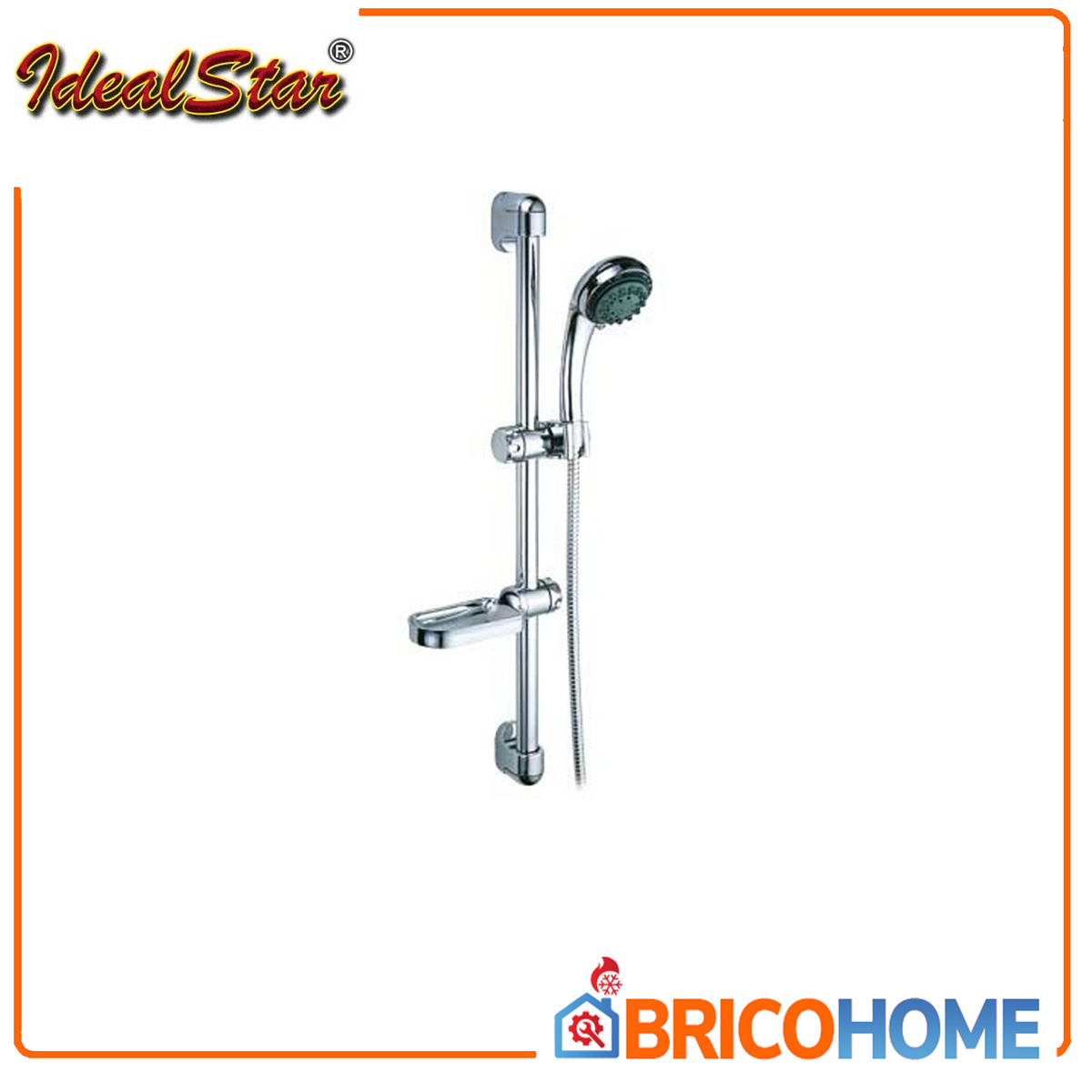 Chrome shower rail with 8-function shower