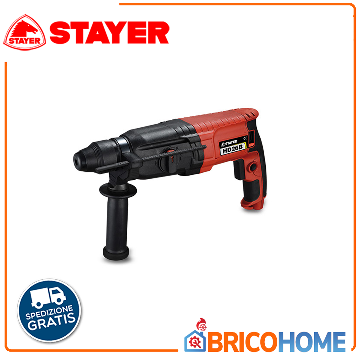 STAYER Bohrhammer HD 26 BK | 800W | SDS-Plus | 3 Funktionen | 2,8J