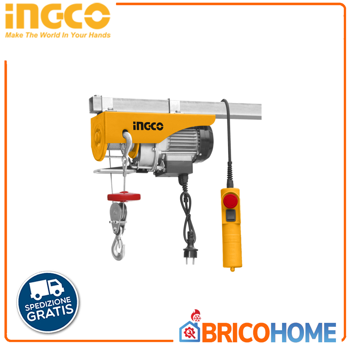 Palan électrique électrotreuil 250Kg 900W - Ingco