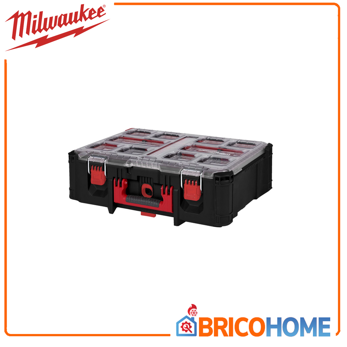 MILWAUKEE - PACKOUT Organizer XL 4932478625 | IP65 | Coperchio Trasparente | Vaschette Modulari