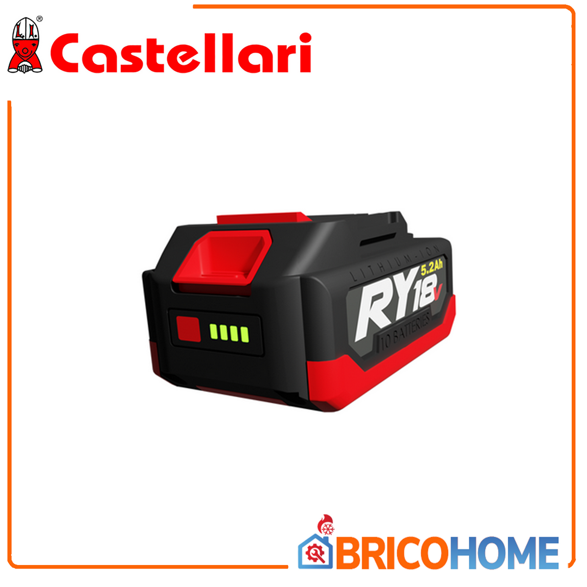 CASTELLARI - Batteria Litio RY01B | 18V 5,2Ah 90Wh | Utensili RY18V RY36V | Indicatore LED