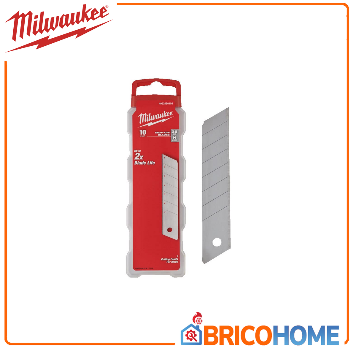 MILWAUKEE - Lame a Spezzare per Taglierino 4932480108 | 25mm | Set 10 Pezzi | Acciaio | Cutter