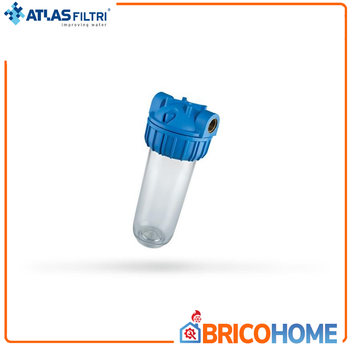ATLAS FILTRI - Porte-filtre 3 pièces PLUS 3P SX 10'' | Raccords 3/4'' ou 1'' | PP renforcé | 8 bar | Eau potable