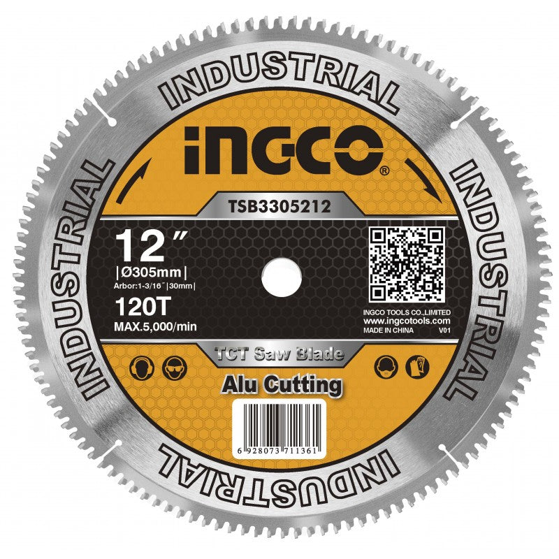 INGCO - Disco TCT Ricambio Troncatrice TSB3305212 | Ø305mm | 120 Denti | Foro 30mm | Legno Laminati Compositi