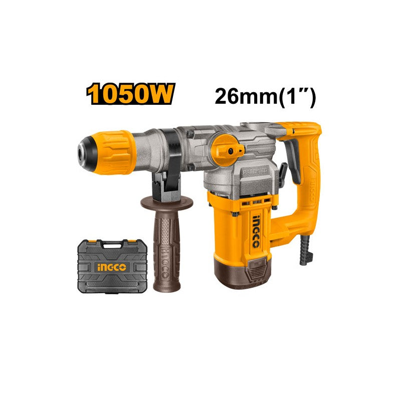 INGCO - Marteau perforateur rotatif RH10506 | 1050W | SDS Plus | 4,5 J | 3800 cps/min | Valise + accessoires