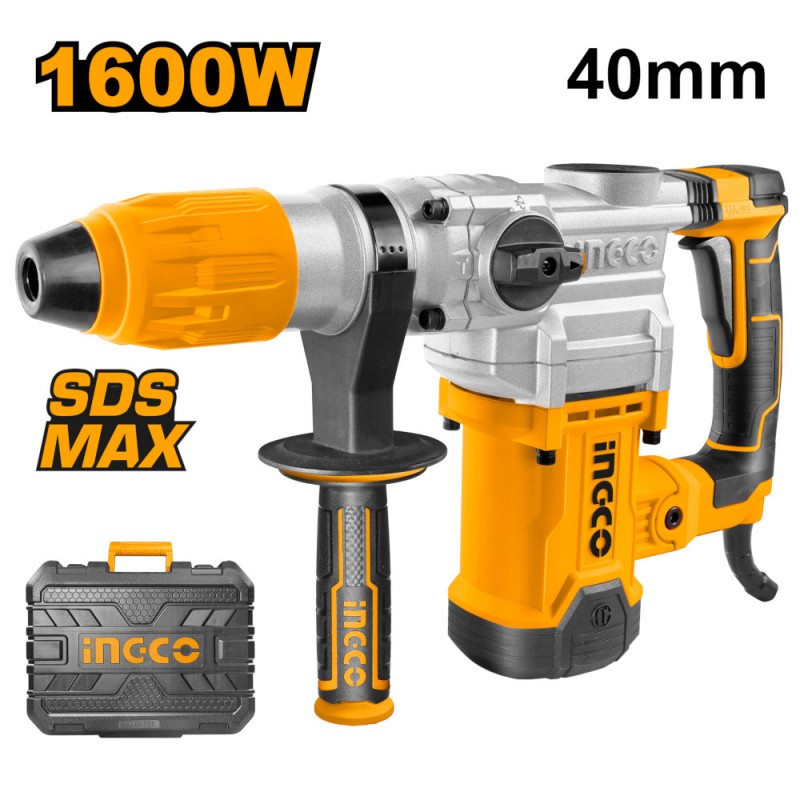 INGCO - Martello Demolitore Rotativo RH1600388 | 1600W | SDS-MAX | 10J | Antivibrazione | Kit Valigetta