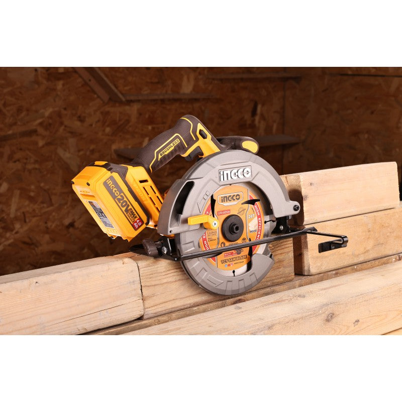 INGCO - Akku-Kreissäge Brushless CSLI1851 | 20V P20S | 185mm | 4800 U/min | Schnitttiefe 90° 65mm | Nur Gehäuse
