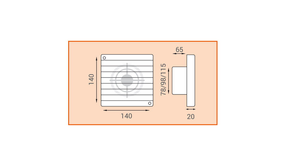 LUX - Aspiratore Assiale da Parete Serie T | Termoplastico | D.80 D.100 D.120 | Fissaggio a Muro