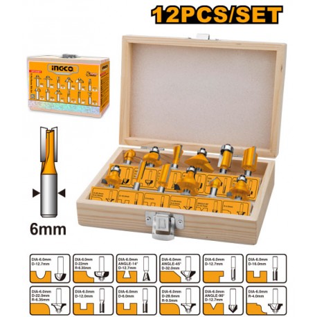 Set of 12 wood cutters in INGCO case
