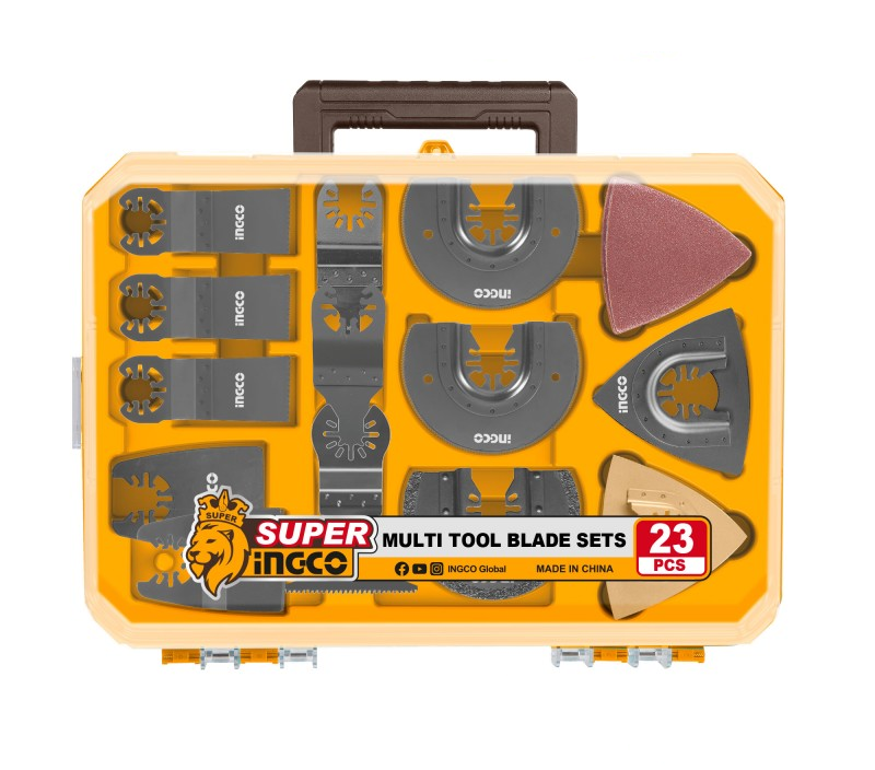 INGCO - Set 23 Accessori per Utensile Multifunzione AKTMT2301 | Lame Universali | Dischi Abrasivi | Raschietti | Valigetta