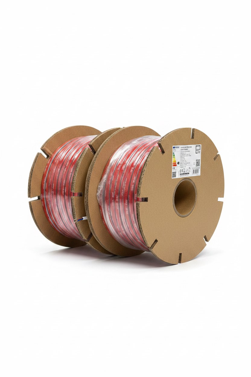 Strip LED COB 230V - Bobina su sfondo bianco