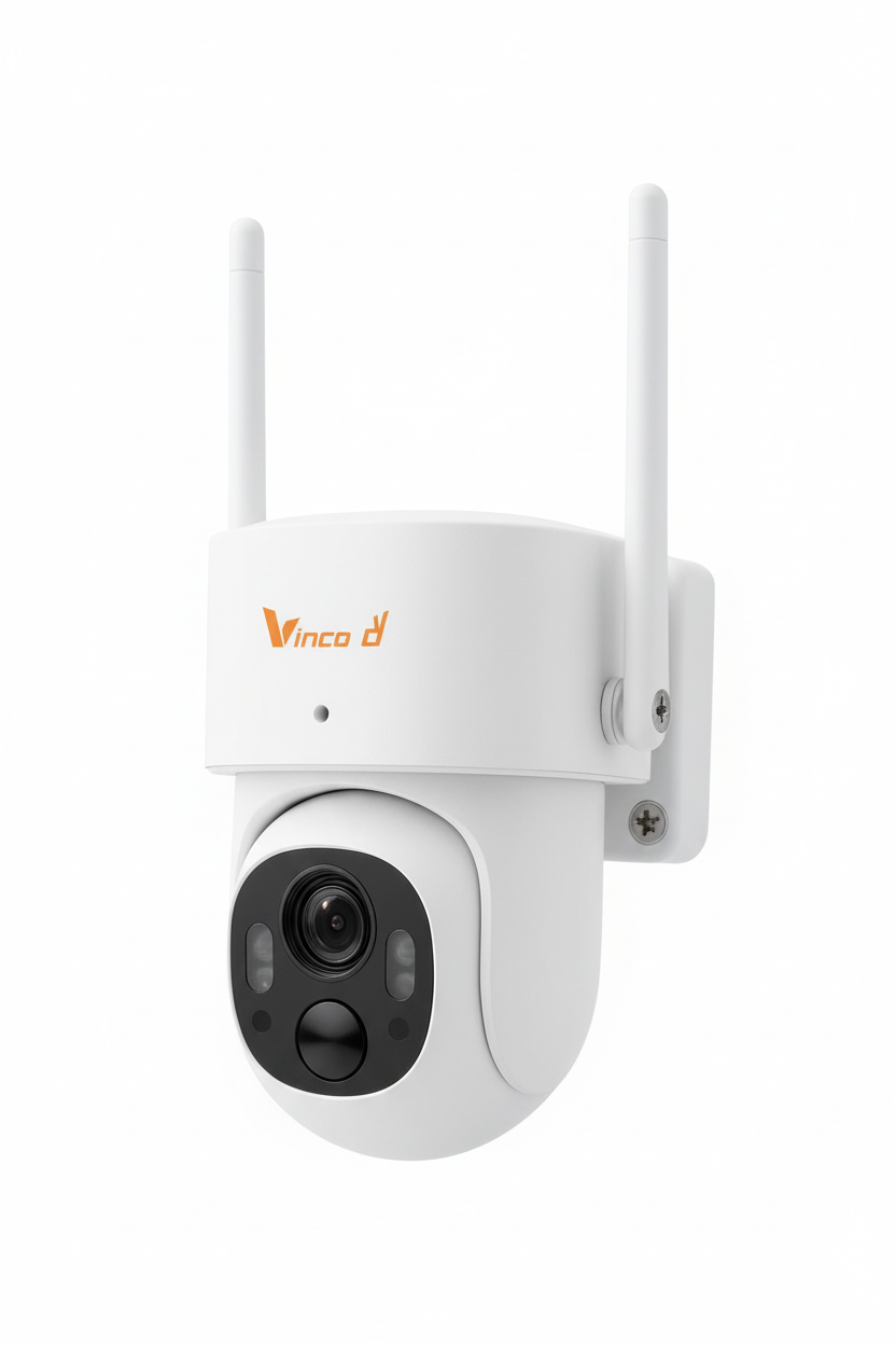 Telecamera Vinco WiFi PTZ outdoor realistica sfondo bianco