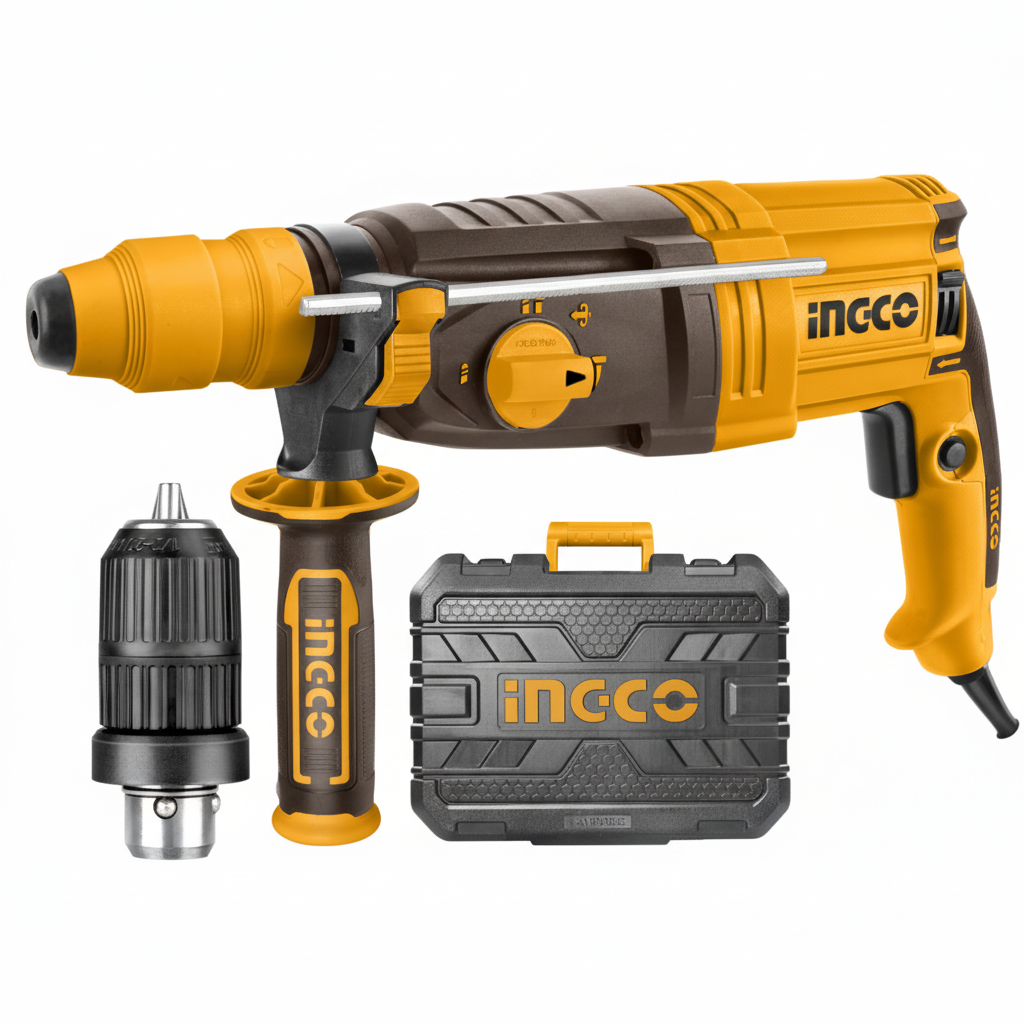 INGCO - Trapano Tassellatore 950W RGH9528-2 | SDS Plus | Doppio Mandrino | 28mm | Kit Completo