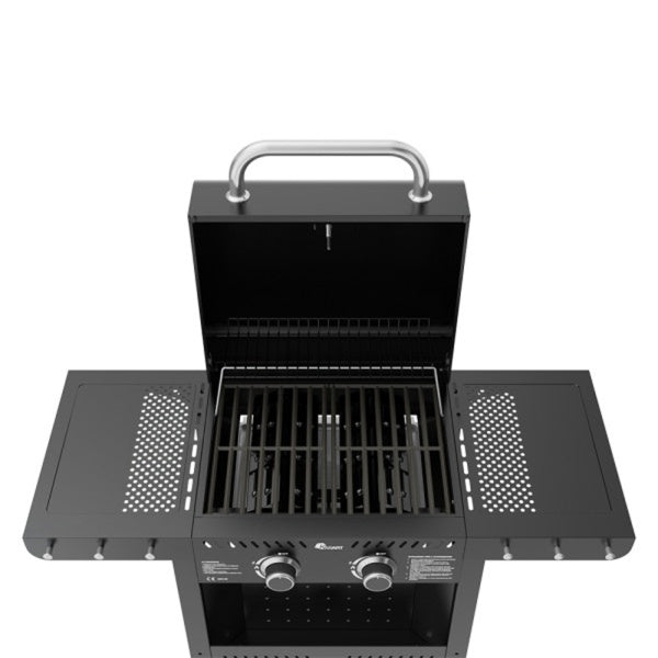 KASART - Barbecue a Gas Carrellato KASAGRILL 2 Fuochi | 5 kW | Griglia Ghisa 41x34cm | Accensione Automatica | Ripiani Pieghevoli | Cod. 8038193
