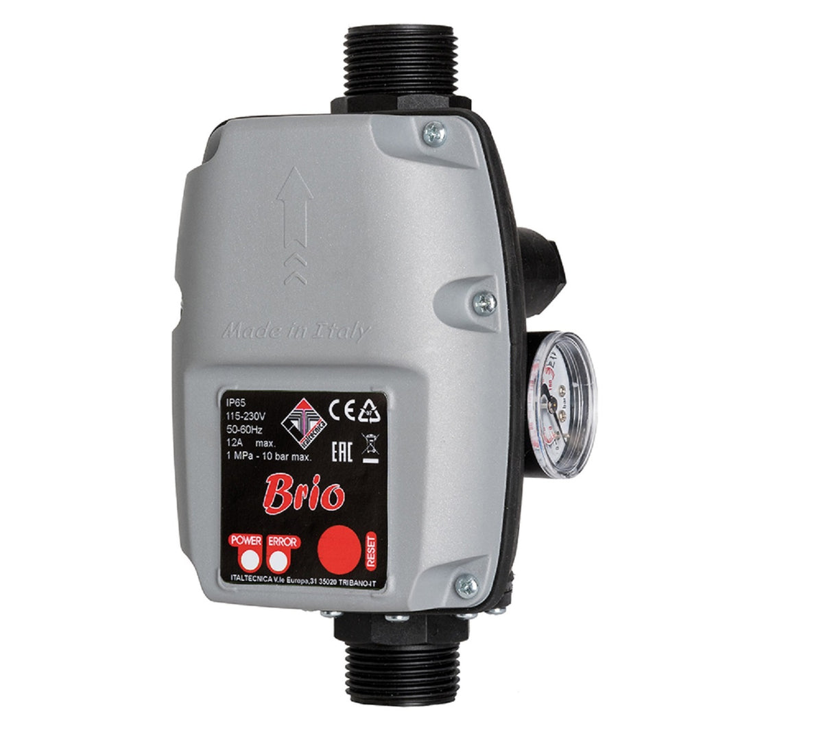 ITALTECNICA BRIO – Druckschalter für Elektropumpen | Integriertes Rückschlagventil | Smart Autoreset | Antiblockiersystem