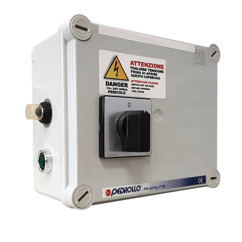 PEDROLLO - Quadro Elettrico QEM per Pompe Sommerse Monofase | Avvio e Protezione | Pozzo 3"-4" | 1-2 HP